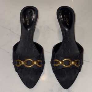 Saint Laurent Black Mules with Gold Chain Detail - size 5/35